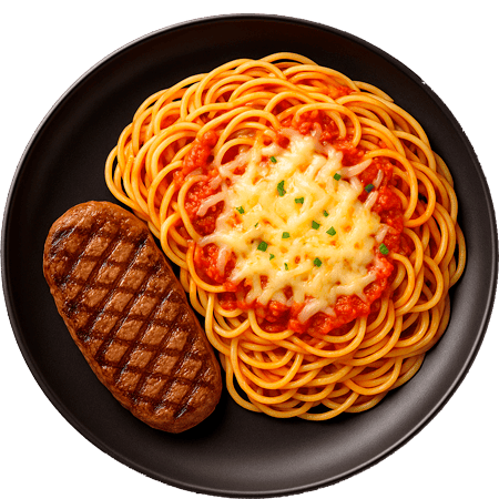 Massa com Carne Parmegiana